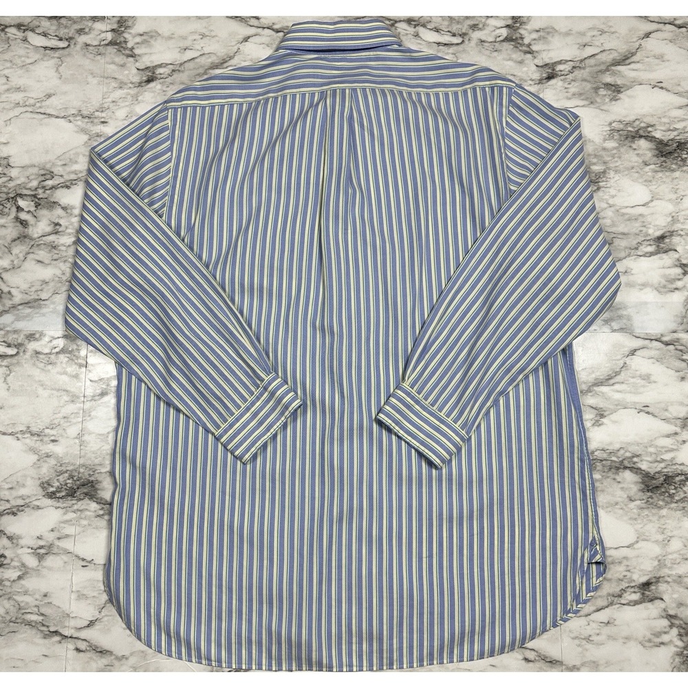 Ralph Lauren Dress Shirt Mens Size 16 1/2 32-33 Blue Yellow Striped Long Sleeve - Picture 6 of 9